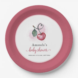 Plato De Papel Rústico novio de cerezo en Baby Shower