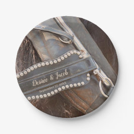 Plato De Papel Rústico País Boda Marrón Caballo Occidental