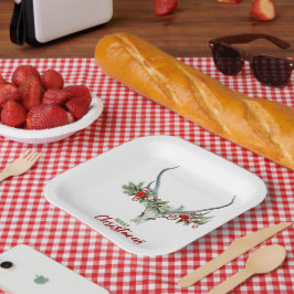 Plato De Papel Rústico País Cráneo de Ródano y Navidades de Garla