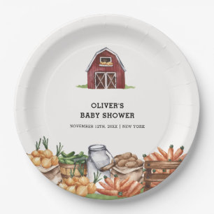 Plato De Papel Rústico País de origen local Veggie Baby Shower