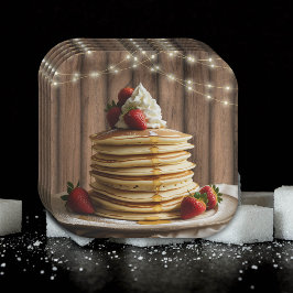 Plato De Papel Rústico Pancakes Baby & Brunch Baby Shower