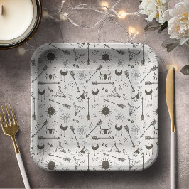 Plato De Papel Rústico Patrón de Boho ID1109