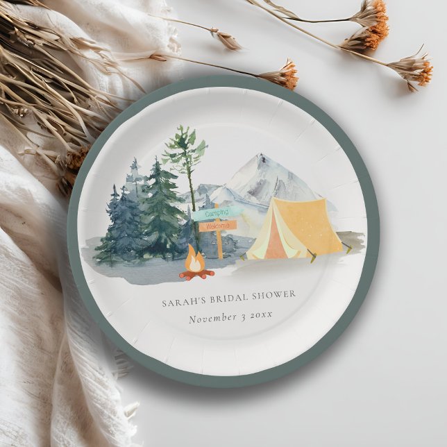 Plato De Papel Rústico Pine Woods Camping Mountain Bridal Shower (Subido por el creador)