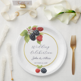 Plato De Papel Rústico romántico otoño Boda de Berry de vuelta