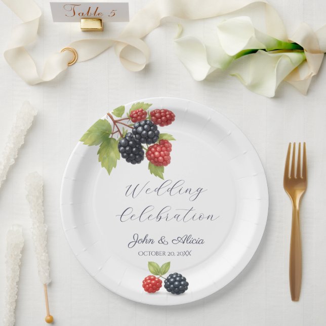 Plato De Papel Rústico romántico otoño Boda de Berry de vuelta (Boda)