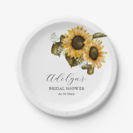 Plato De Papel Rústico Sunflower Greenery Bridal Shower