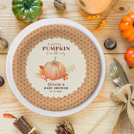 Plato De Papel Rústico Un pequeño calabaza Cae la ducha de bebé