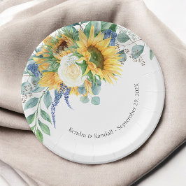 Plato De Papel Rústicos girasoles y Rosas Boda floral
