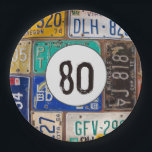 Plato De Papel Rusty License Plate 80th Birthday<br><div class="desc">Recogida de placas de matrícula para la fiesta de cumpleaños número 80. La edad se puede cambiar.</div>
