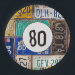 Plato De Papel Rusty License Plate 80th Birthday<br><div class="desc">Recogida de placas de matrícula para la fiesta de cumpleaños número 80. La edad se puede cambiar.</div>