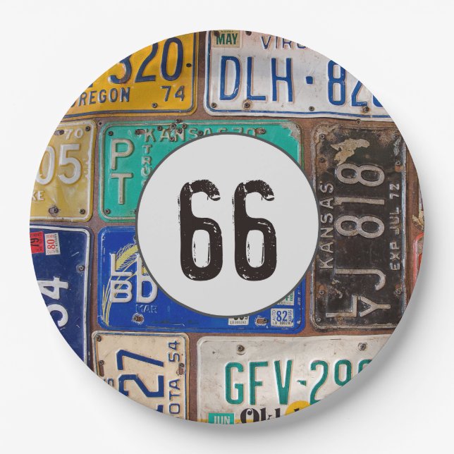 Plato De Papel Rusty License Plates 66th Birthday (Anverso)