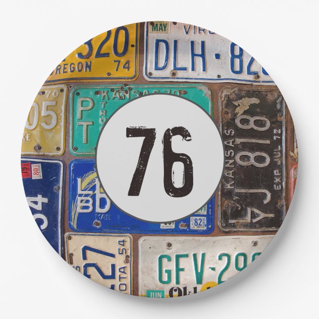 Plato De Papel Rusty License Plates 76th Birthday (Anverso)
