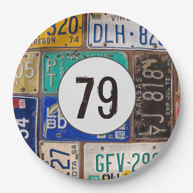 Plato De Papel Rusty License Plates 79th Birthday (Anverso)