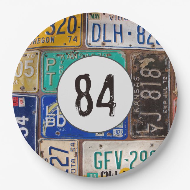 Plato De Papel Rusty License Plates 84th Birthday (Anverso)