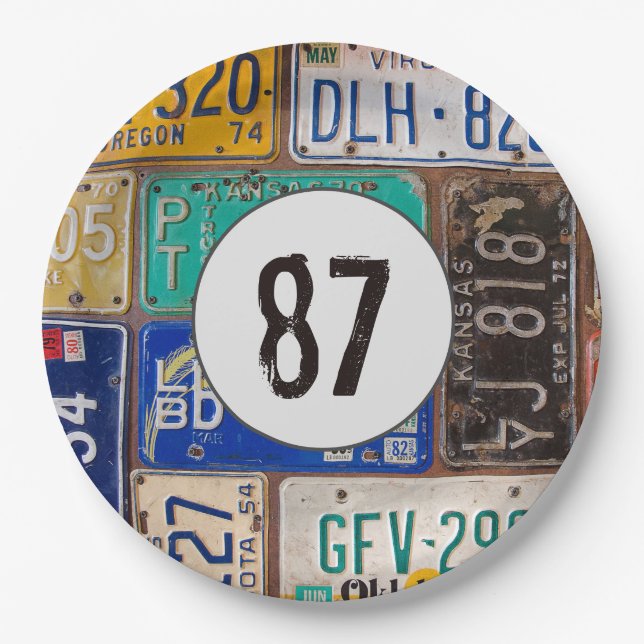 Plato De Papel Rusty License Plates 87th Birthday (Anverso)