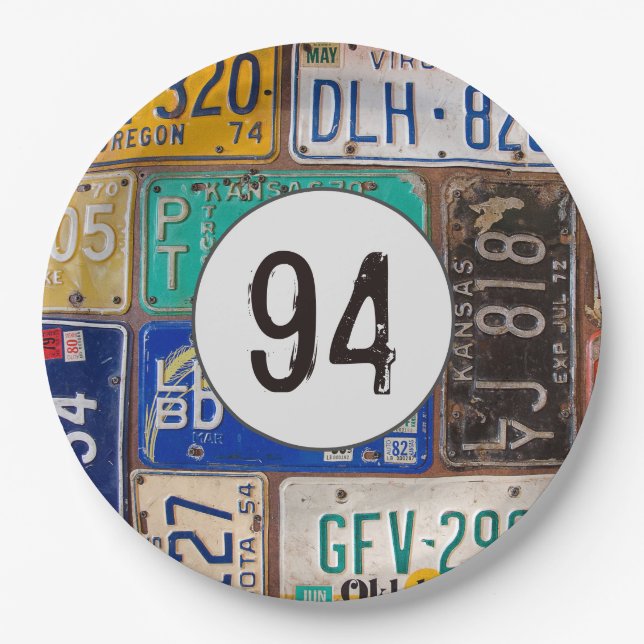 Plato De Papel Rusty License Plates 94th Birthday (Anverso)