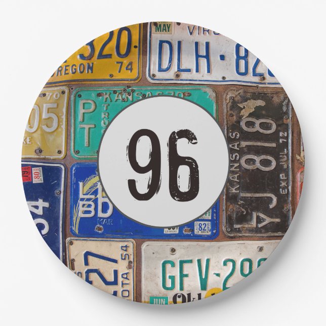 Plato De Papel Rusty License Plates 96th Birthday (Anverso)