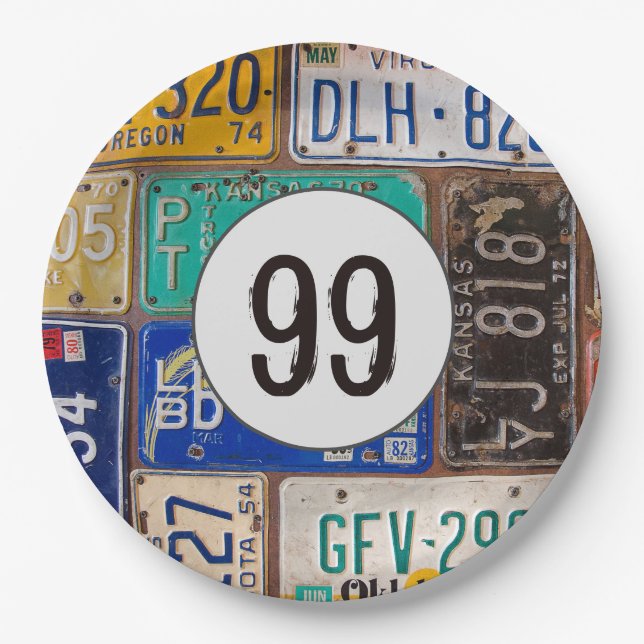 Plato De Papel Rusty License Plates 99th Birthday (Anverso)