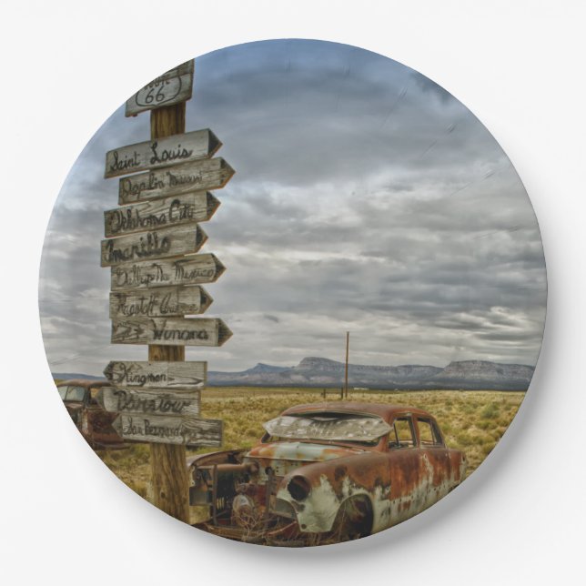 Plato De Papel ruta 66 (Anverso)
