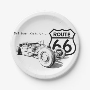 Plato de papel Ruta 66