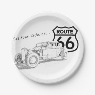 Plato de papel Ruta 66