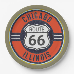 Plato De Papel RUTA 66 CHICAGO - placas de papel