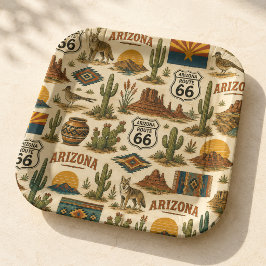 Plato De Papel Ruta 66 de Arizona: Fiesta del Desierto