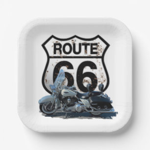 Plato De Papel Ruta 66 placa cuadrada