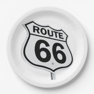 Plato De Papel Ruta 66 placa de 9 pulgadas