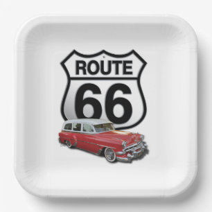 Plato De Papel Ruta 66 placa de papel cuadrado