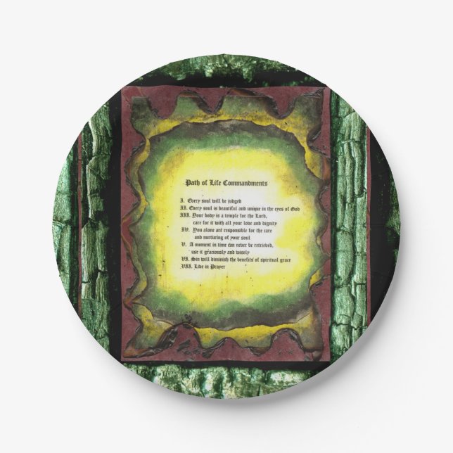 Plato De Papel Ruta de los mandamientos de vida (Anverso)