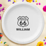 Plato De Papel Ruta de nombres personalizados 66 Rótulo personali<br><div class="desc">Personalizar este diseño y crea tu placa de papel Route 66 personalizada. Puede TRANSFERIR este DISEÑO a otros productos de Zazzle y ajustarlo para que se ajuste a la mayoría de los artículos de Zazzle. También puede hacer clic en el botón PERSONALIZAR para agregar, eliminar o cambiar detalles como color...</div>