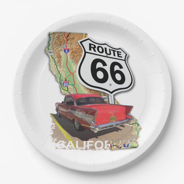Plato De Papel Ruta histórica de California 66 (Anverso)