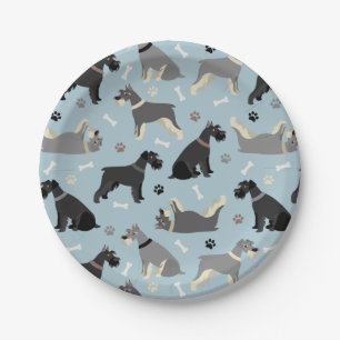 Plato De Papel Rutas Schnauzer y huesos