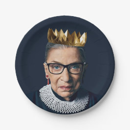 Plato De Papel Ruth Bader Ginsburg con corona de oro