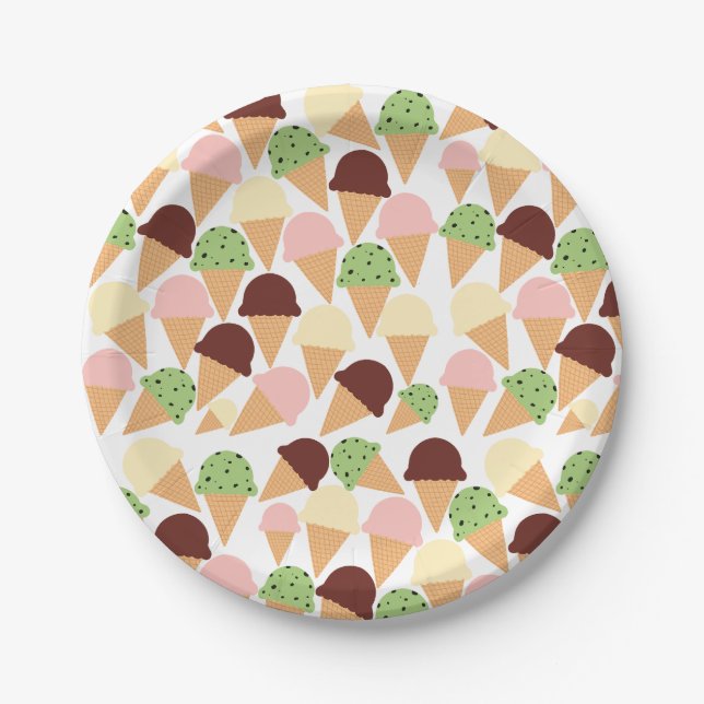 Plato De Papel Sabores De Crema De Hielo (Anverso)
