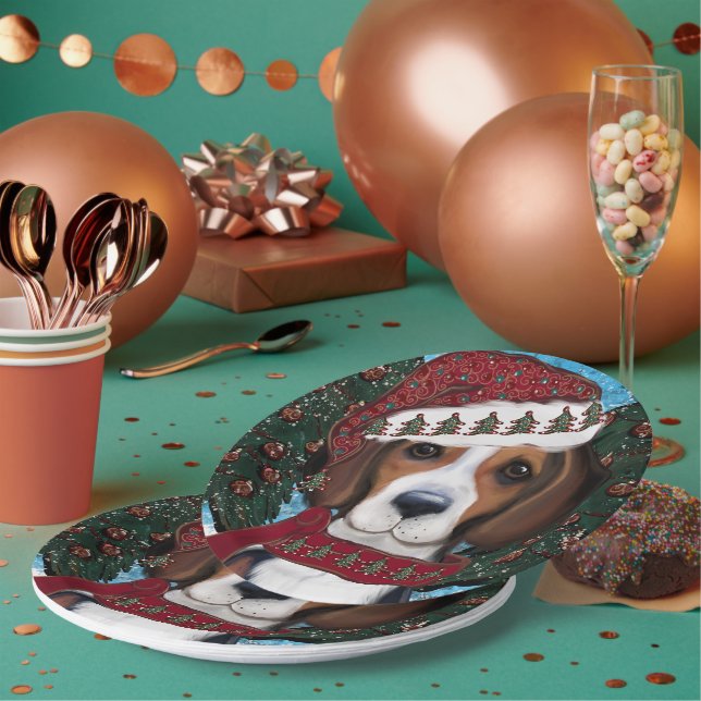 Plato De Papel Sabueso Americano (Multi)