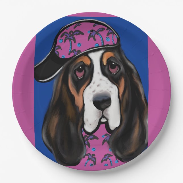 Plato De Papel Sabueso Basset (Anverso)