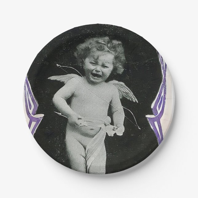 Plato De Papel Sad Cherub Angel Print (Anverso)