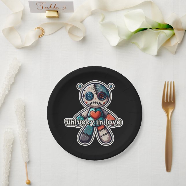 Plato De Papel Sad VOODOO Doll Bear sin suerte en el amor (Boda)