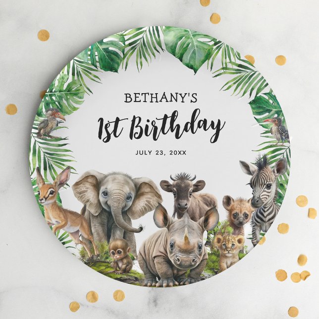 Plato De Papel Safari Animales Niños Fiesta de Cumpleaños (Subido por el creador)