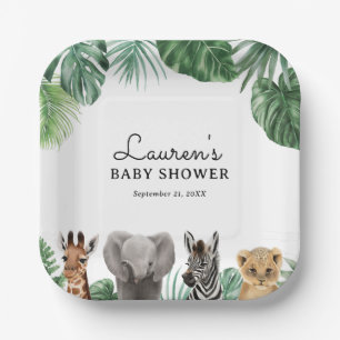 Plato De Papel Safari Animals Baby Shower