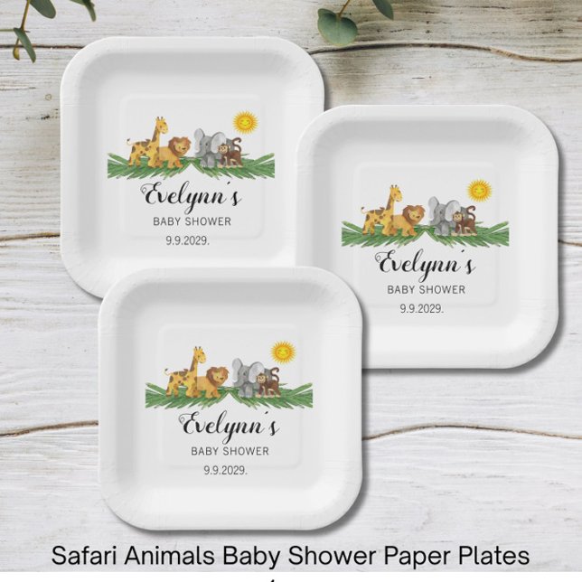 Plato De Papel Safari Animals Baby Shower  (Subido por el creador)