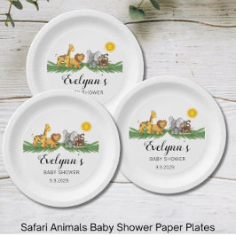 Plato De Papel Safari Animals Baby Shower 