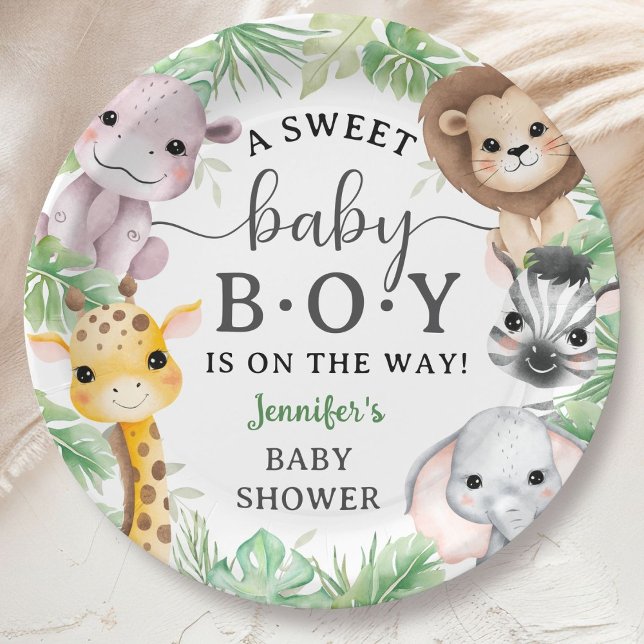 Plato De Papel Safari Animals Baby Shower Boy Cute Jungle  (Subido por el creador)