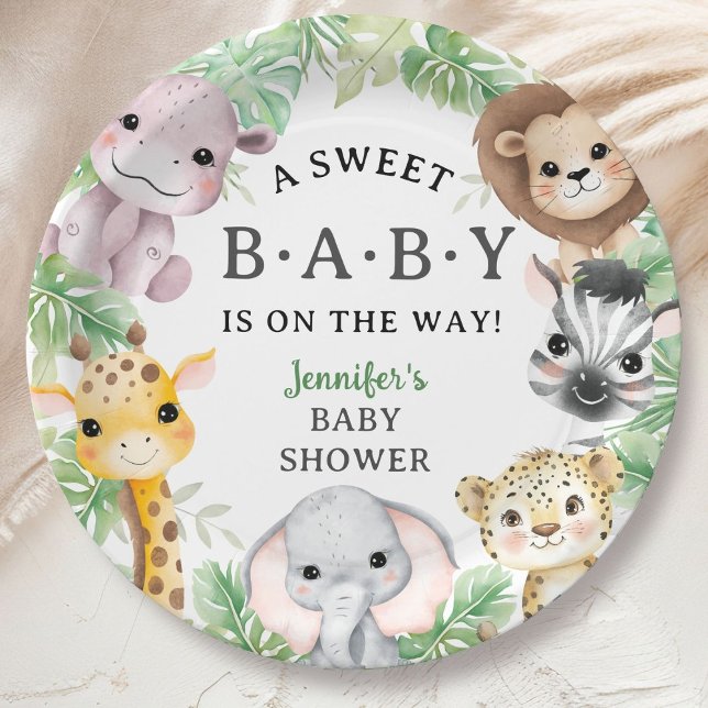 Plato De Papel Safari Animals Baby Shower Gender Neutral Jungle (Subido por el creador)