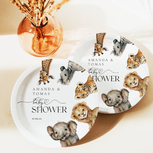 Plato De Papel Safari Animals Baby Shower moderno (Subido por el creador)