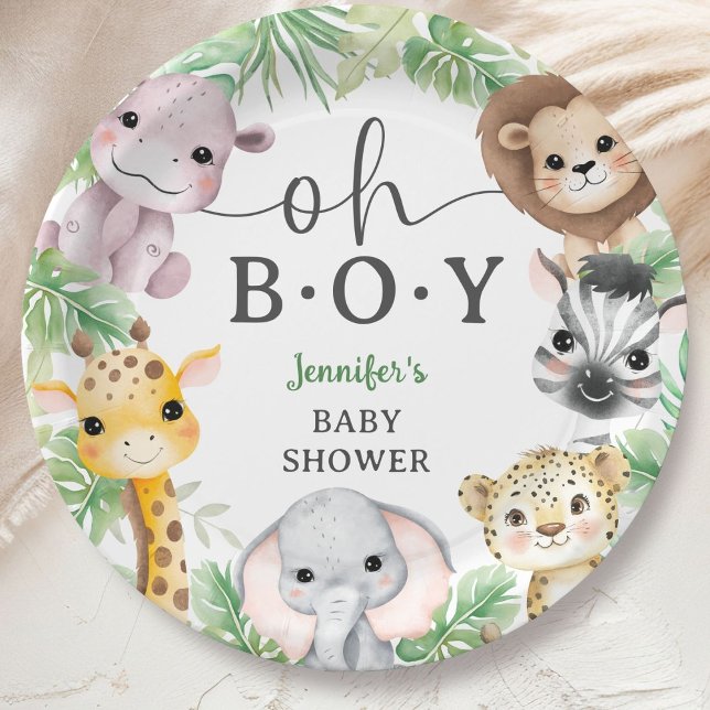 Plato De Papel Safari Animals Baby Shower Oh Boy Cute Jungle (Subido por el creador)