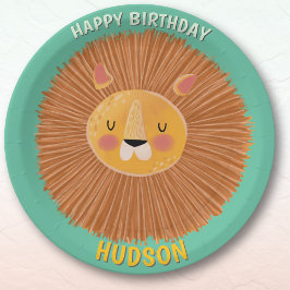 Plato De Papel Safari animals birthday lion kid custom