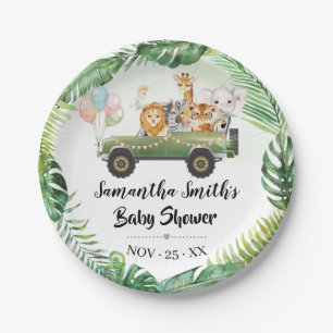 Plato De Papel Safari Animals Tropical Jungle Baby Shower